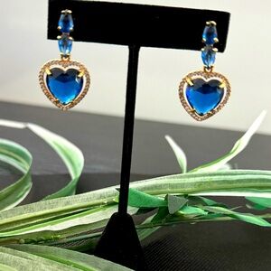 Blue Sapphire Heart Earrings.